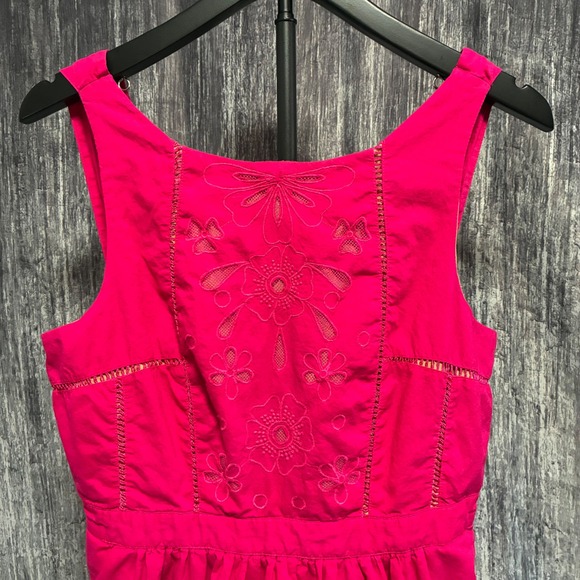 Anthropologie Moulinette Soeurs Rhododendron Pink Eyelet Dress Sz 10 - Picture 5 of 12